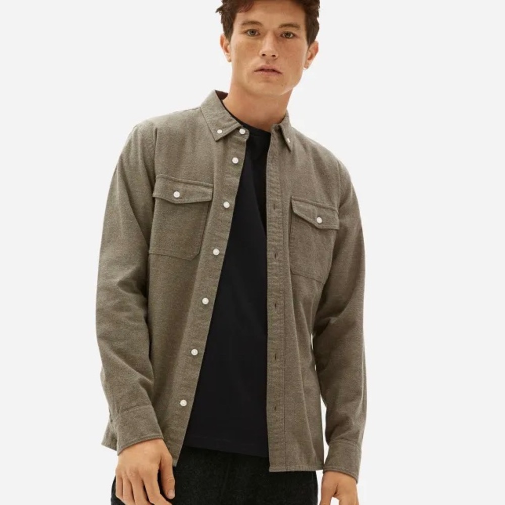 EVERLANE Brushed Flannel Shirt - Grey